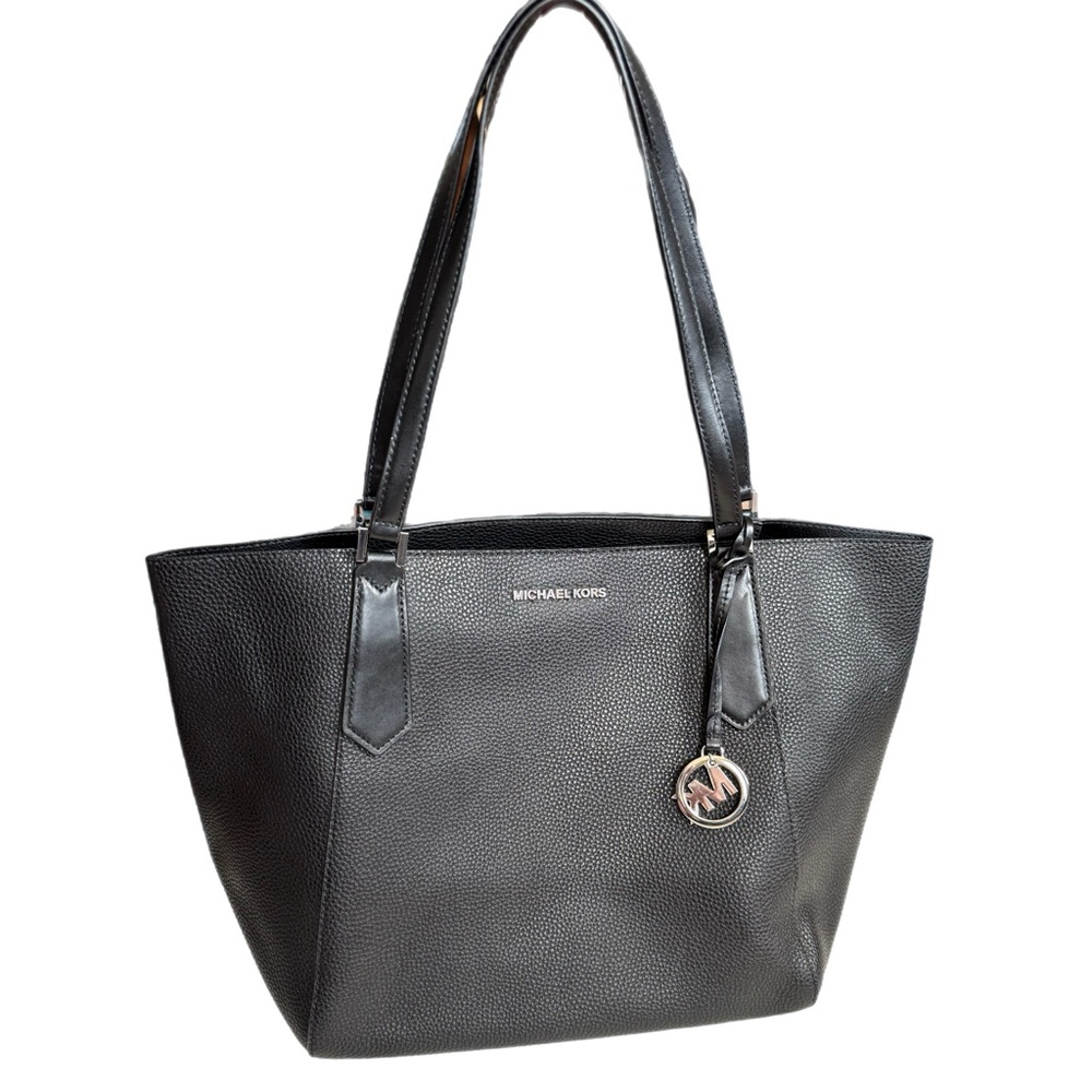Michael Kors Kimberly Black Bonded Leather Shoulder Purse Tote Bag
